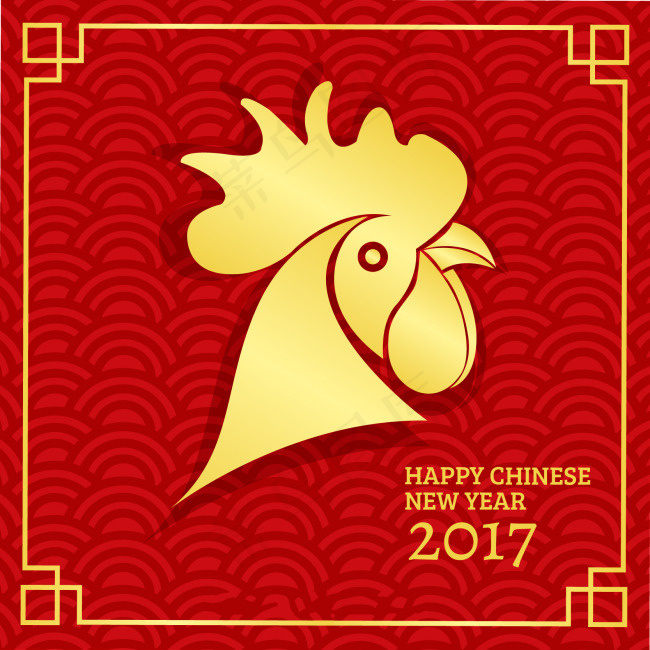 中国农历新年鸡年ai矢量模版下载