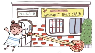 pizza店面手绘，可爱，卡通，Q版