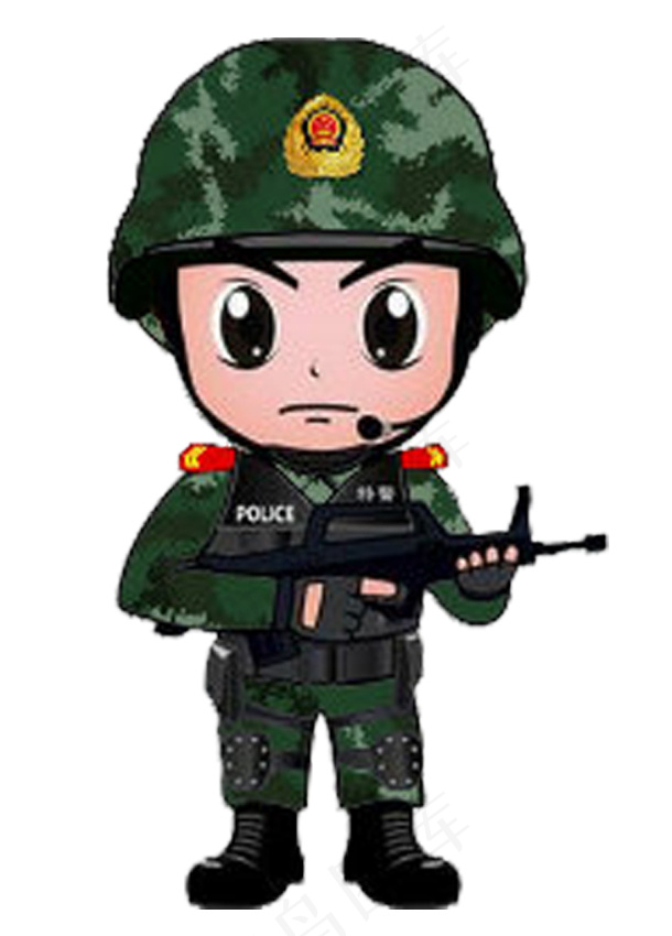 解放军人的威武卡通形象
