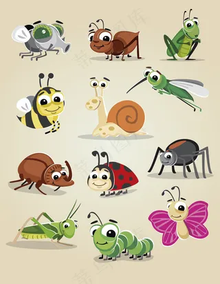 卡通动物昆虫黄虫素材分层