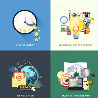 扁平化商务背景矢量素材图片