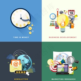 扁平化商务背景矢量素材图片