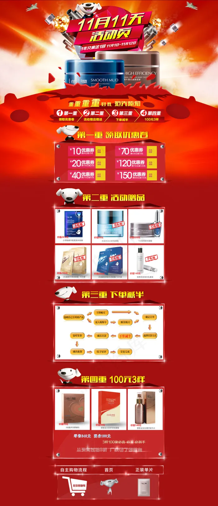 淘宝女士护肤品促销海报psd模版下载