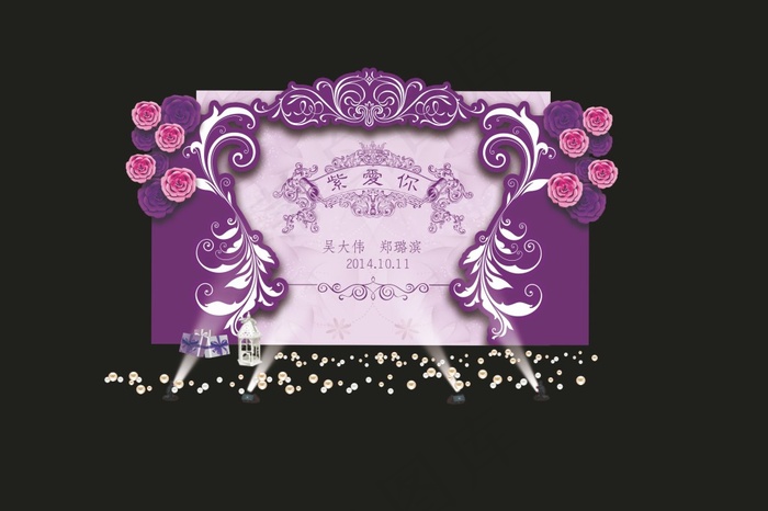 欧式唯美花纹婚礼psd模版下载