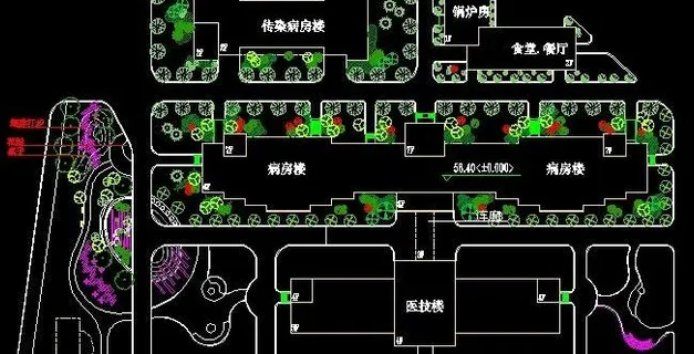 湖南某医院室外景观设计图