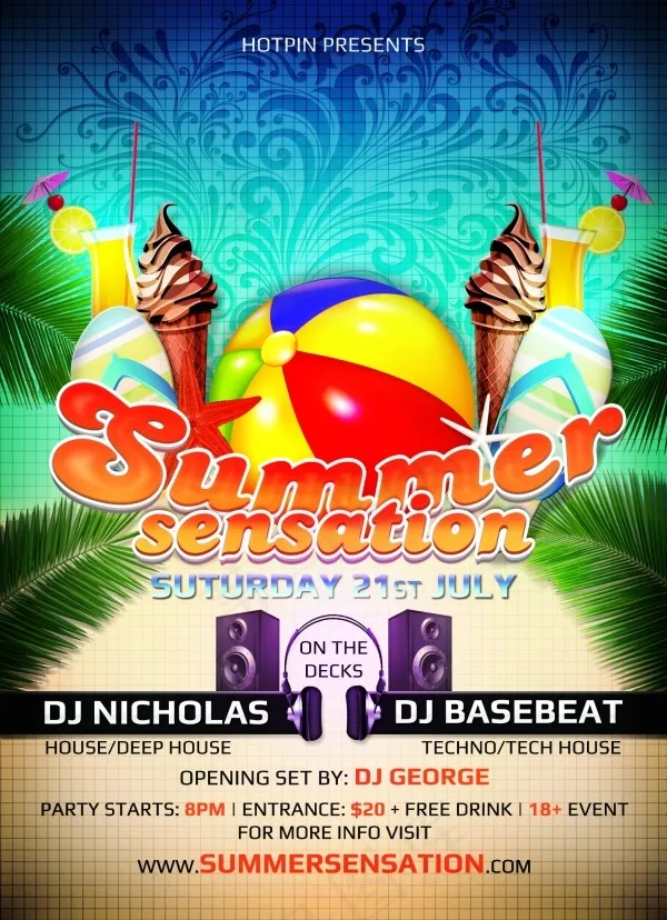 夏季派对海报广告图片psd模版下载