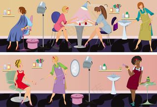 理发师02矢量卡通插画