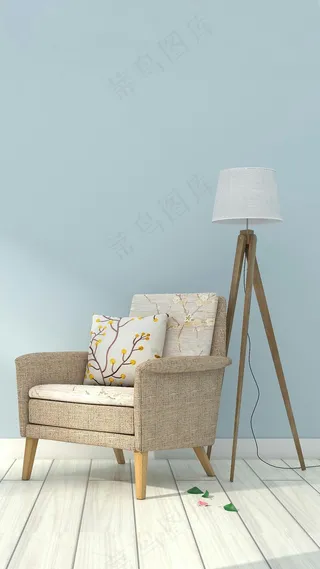 沙发椅与落地灯高清摄影图片
