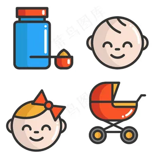 手绘婴儿用品icon图标素材