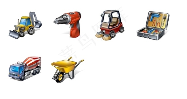 建筑工地工具图标下载