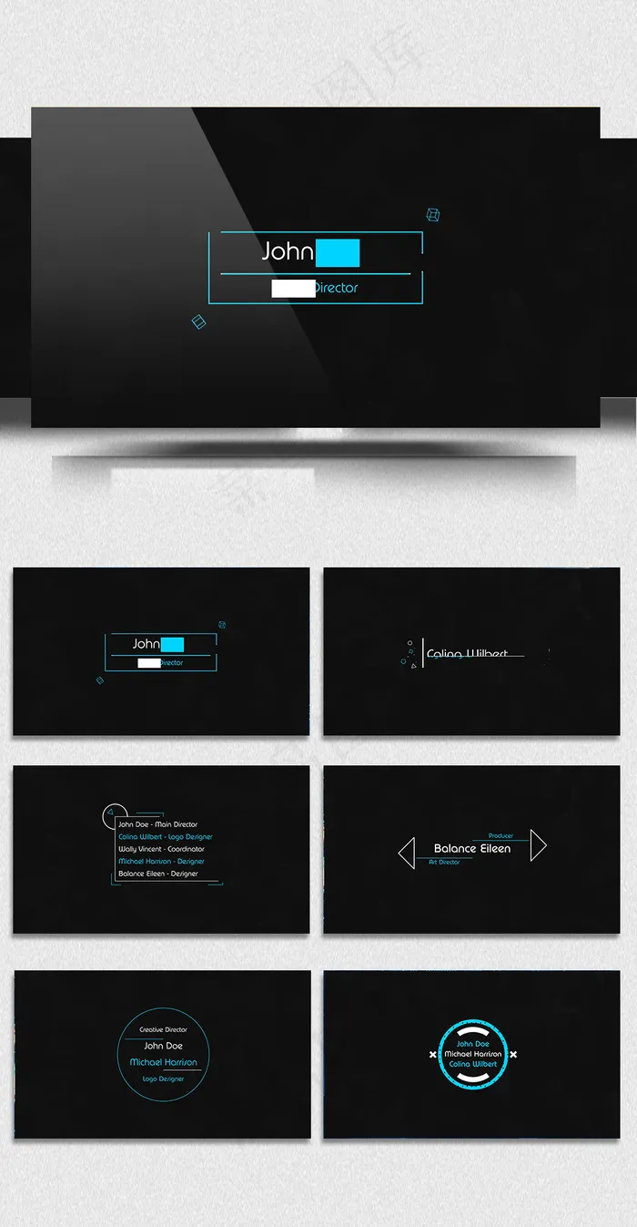 2019蓝黑色创意几何组合企业商务...