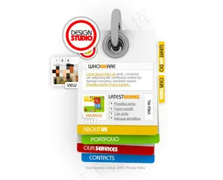 时尚彩色标签网站psd模板