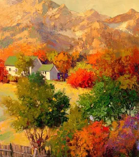 油画 山村秋景图片 油画 山村秋景图片