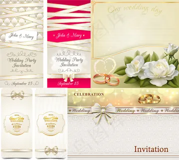 浪漫戒指蝴蝶结卡片矢量素材