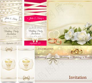 浪漫戒指蝴蝶结卡片矢量素材