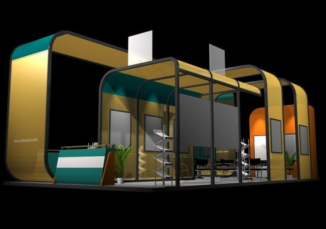 土黄色华丽商业展厅设计模型