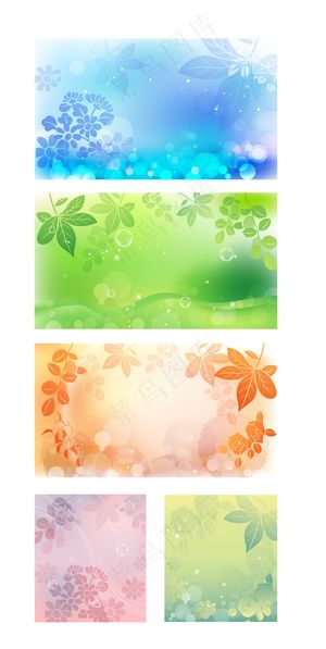 梦幻光斑树叶BANNER矢量图 ...