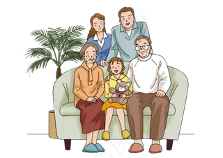 50款全家福卡通父母全家福一家人图...