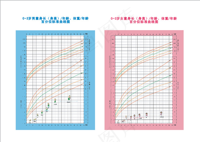 1-3岁儿童身高曲线图cdr矢量模版下载