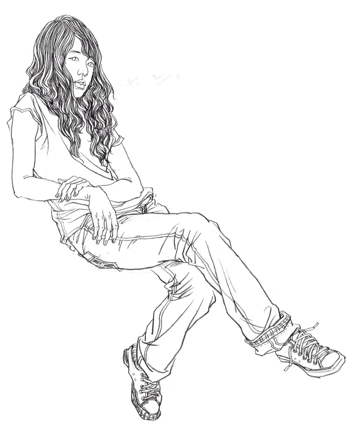 人物素描（坐姿）图片