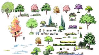 手绘园林素材