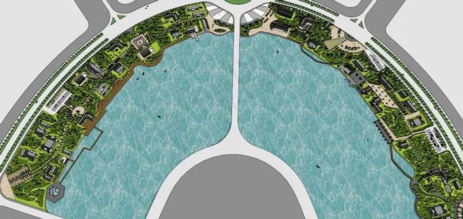 草图大师景观模型濒水图片