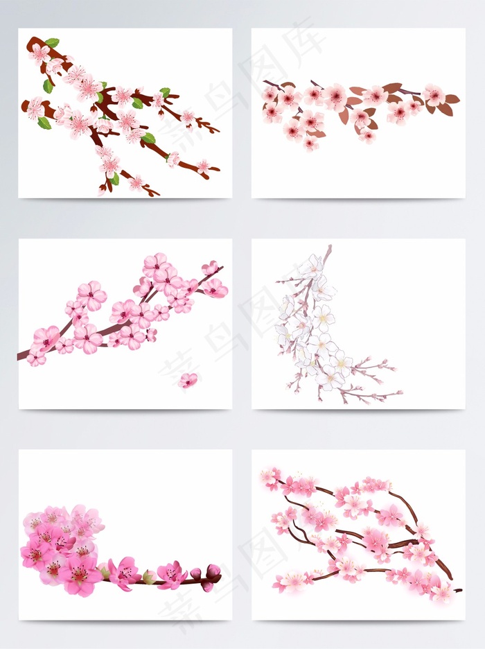 唯美手绘桃花矢量素材