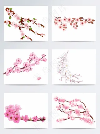 唯美手绘桃花矢量素材