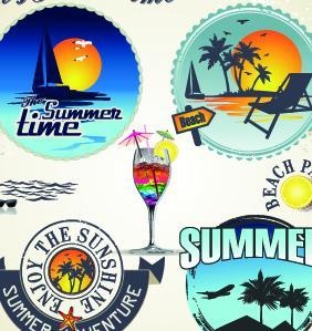 暑假旅游的标签标识向量02