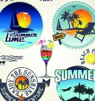 暑假旅游的标签标识向量02