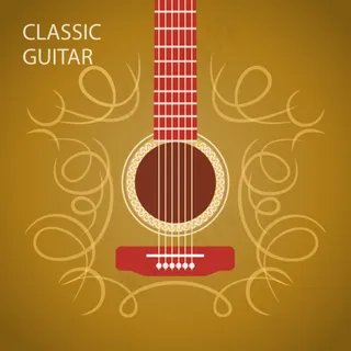 花纹线条吉他背景矢量素材