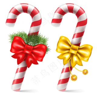 2款蝴蝶结拐棍糖矢量素材
