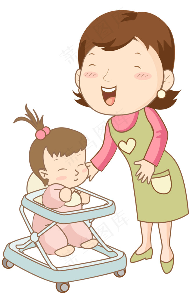 矢量照顾小孩的妈妈