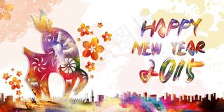 2015羊年渲染艺术海报图片PSD...
