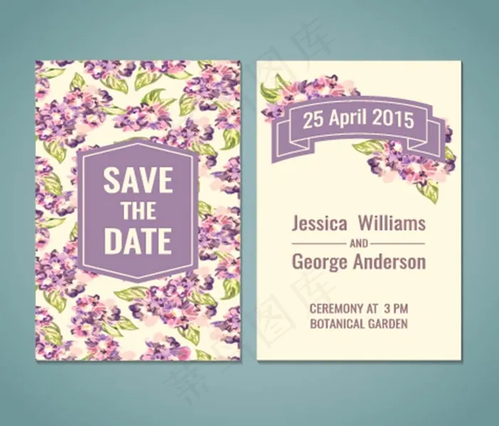 婚礼请柬鲜花背景矢量素材eps,ai矢量模版下载