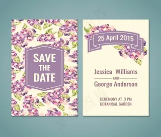 婚礼请柬鲜花背景矢量素材