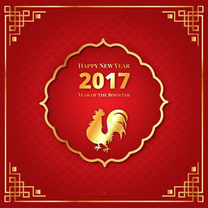 鸡年中国新年背景eps,ai矢量模版下载