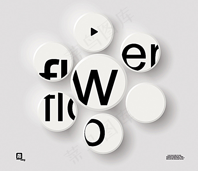 flower字母立体背景eps,ai矢量模版下载
