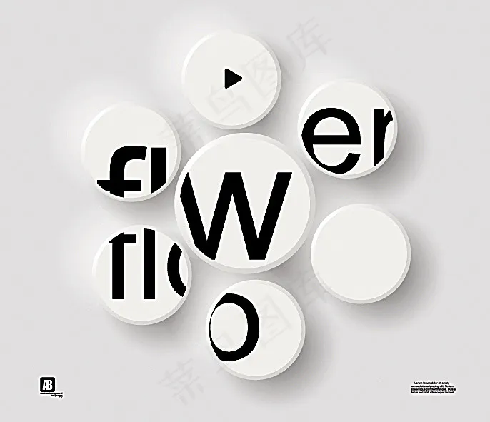 flower字母立体背景eps,ai矢量模版下载