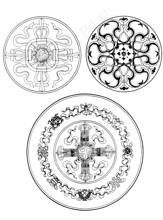 圆形花纹图案矢量素材ai矢量模版下载