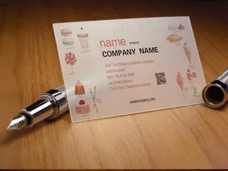 可爱小清新粉色蛋糕名片PVC透明名...