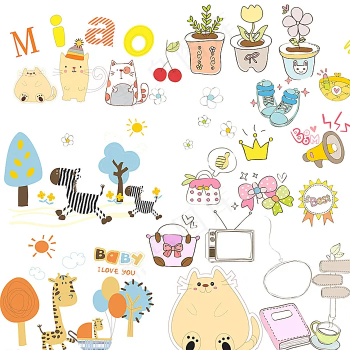 卡通简画图片psd模版下载