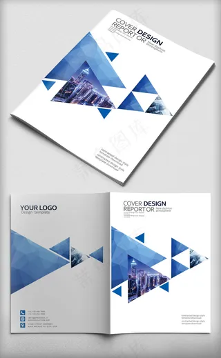 矢量蓝色高端大气企业画册封面设计