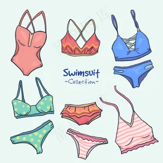 时尚手绘泳装素材