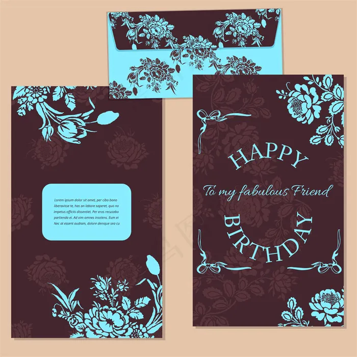 蓝色的婚礼卡片图片eps,ai矢量模版下载