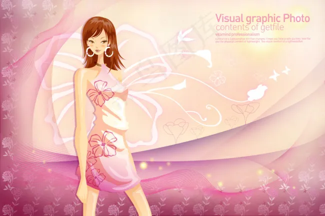 美女唯美可爱卡通psd背景素材(3000X2000(DPI:300))psd模版下载