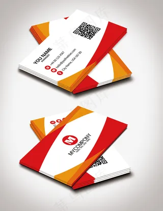 现代企业红色简约名片