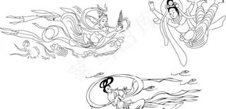 敦煌飞天人物矢量图