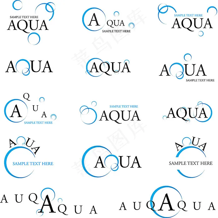 AQUA字体设计模板eps,ai矢量模版下载