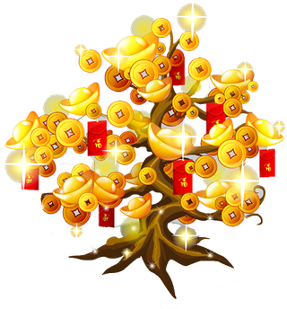 卡通实物摇钱树金钱树海报素材